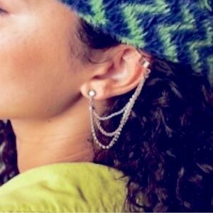 NWT Free People Silver Chain Ear Cuff